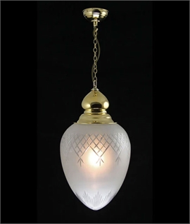 Large Victorian Hallway Lantern with Pineapple Etched Glass