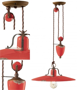 Italian Ceramic Rise and Fall Pendant Light - Traditional Farmhouse Design
