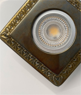 Square Downlight in Antique Brass Finish - Embossed and Patterned