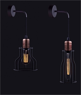 Industrial Style Black and Copper Cage Wall Light