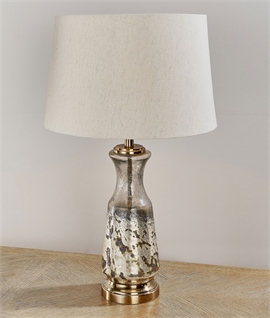 Vintage Distressed Glass Table Lamp - White Fabric Shade