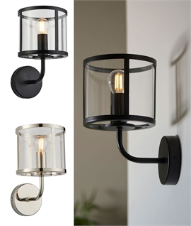 Clear Glass Lantern Wall Light - Height 250mm