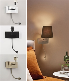 Bedside Wall Light with LED Adjustable Arm plus USB - 4 Options
