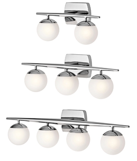 Ceiling Flush Bar Light with Glass Globes - Bathroom Safe