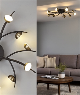 Black 12 Arm Art Nouveau Ceiling or Wall Light Dia 50cm