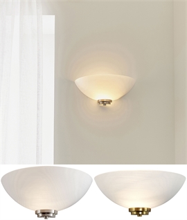 Opal Glass Bowl Wall Uplight - a Wall Sconce with Satin Chrome or Antique Brass Detail