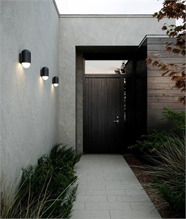 Capsule Design Exterior Wall Light in Aluminium with Opal Glass