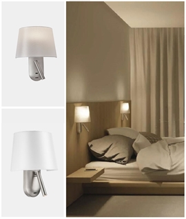 Slim Profile Satin Nickel Wall Light with LED Spot