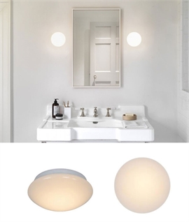 Compact Opal Glass Globe LED Light for Bathroom Walls