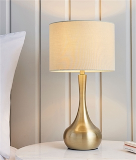 Brass & Beige Shaded Touch Operated Table Lamp 