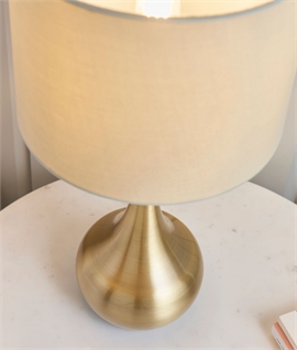 Brass & Beige Shaded Touch Operated Table Lamp 