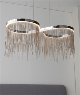 LED Linear Pendant - Waterfall Of Fine Chains