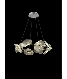 Wave Disc Ring Pendant, 8 x 6W LED, 4000K ,3700lm, Polished Chrome, 3yrs Warranty