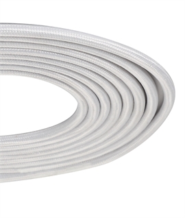 1m White Braided 2-Core 0.75mm Electrical Cable 