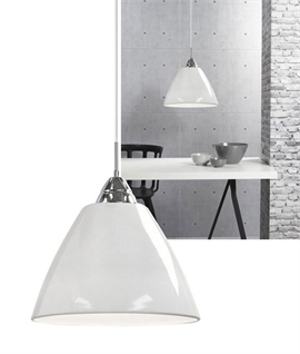 Affordable Steel Pendant in White with Nickel Detail