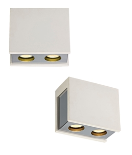 Rectangular Surface Mounted Double Spotlight - Paintable Gypsum