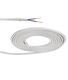 1m White Braided 2-Core 0.75mm Electrical Cable 