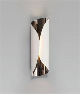 Slim Folded 7w LED Wall Light - White or Black with Chrome