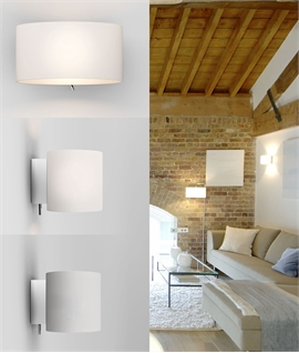 White Glass Oval Up & Down Wall Light - Switched