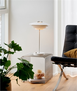 Layered Shade Scandi-Style Table Lamp - White or Grey