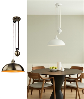 Spun Metal Reflector Pendant with Rise & Fall Mechanism