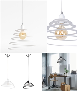 Helical Spiral Pendant Light - 35 cm Diameter, White or Black - E27 LED Compatible