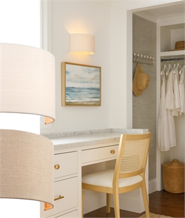 Linen Semi-Circular Flush Wall Light - Natural or White