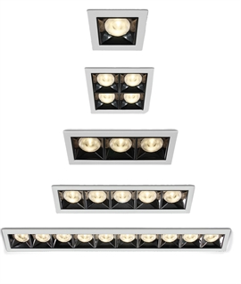White Recessed COB LED Spotlights - Dark Chrome Mirror Reflector