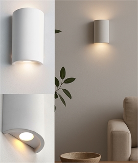 LED Up and Down Semi-Circular Plaster Wall Light - 16cm Tall