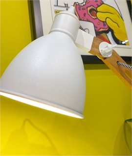Highly Adjustable Task Table Lamp - White Metal and Wood 