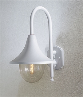 Exterior White Wall Light in Continental Style with Teardrop Glass