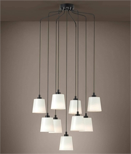 Hanging 9 Light Pendant - Black or White Shades