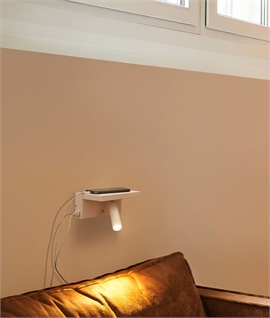 White Reading Light - USB Socket and Shelf 