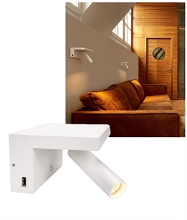 White Reading Light - USB Socket and Shelf 