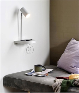 Funky Wall Light Shelf and USB Socket - White or Black