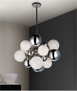Molecular Style Light Pendant with Chrome and Glass Balls