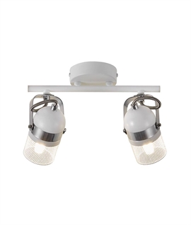 Industrial Style White Adjustable 2 Light Spot Bar