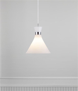  White Opal Glass Light Pendant - Trumpet Design