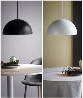 Metal Dome Pendant - Two Sizes and Black or White