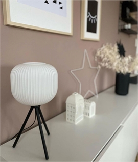 Ribbed Glass and Tripod Base Table Lamp