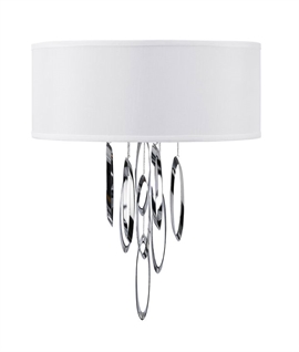 White Shade Wall Light with Chrome Spirals