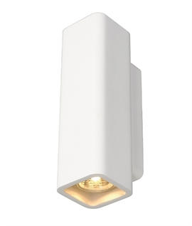 Natural Plaster Up-Down Wall Light - Slim Square Tube Design