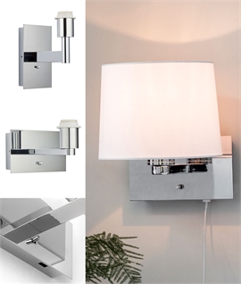Chrome Wall Light with USB Socket - 2 Options inc Shade