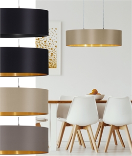 Wide Twin Light Suspended Textile Pendant - 780mm