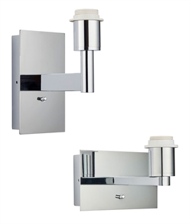 Chrome Wall Light with USB Socket - 2 Options inc Shade