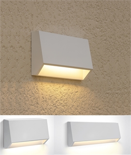 Wide LED White Exterior Wall Light - IP65 Rated