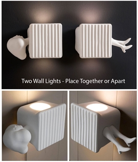 Up and Down Ceramic LED Wall Light - Woman in a Box