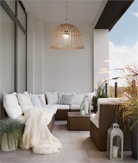Outdoor Natural Wood Cage Pendant - Colour Changing 