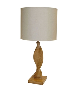 Swirled Wood Effect Base Table Lamp and Shade