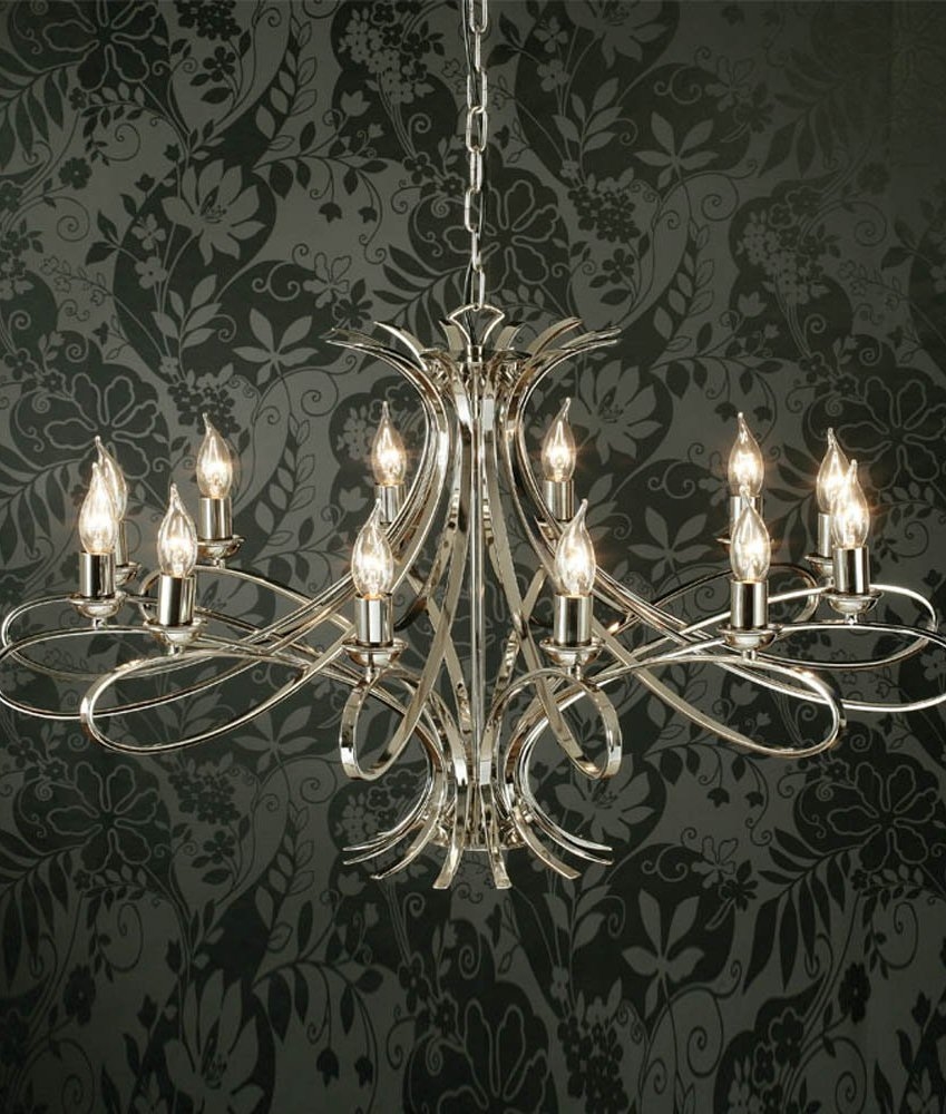 Contemporary 12 Light Chandelier with No Shades